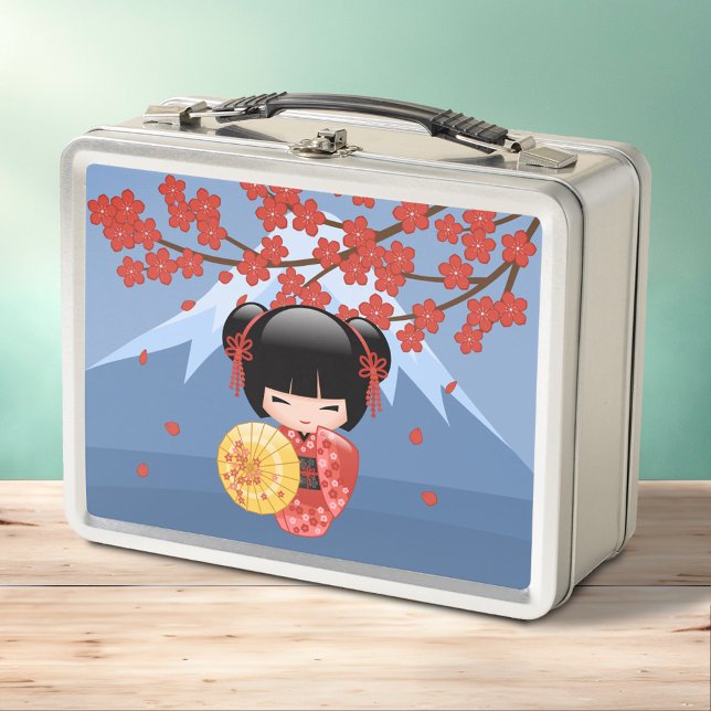 Muñeca roja Sakura Kokeshi - Chica cute Geisha (Subido por el creador)