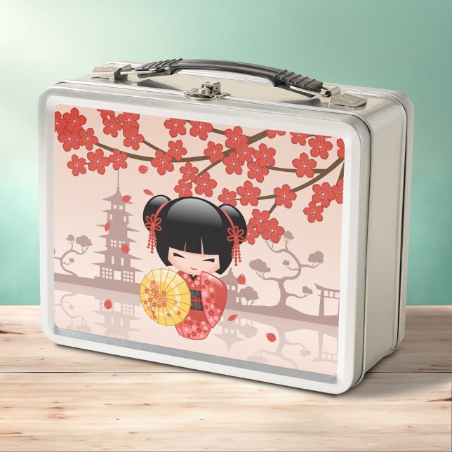 Muñeca roja Sakura Kokeshi - Geisha japonesa (Subido por el creador)