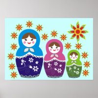 Muñeca rusa Matryoshka en Posters girasoles
