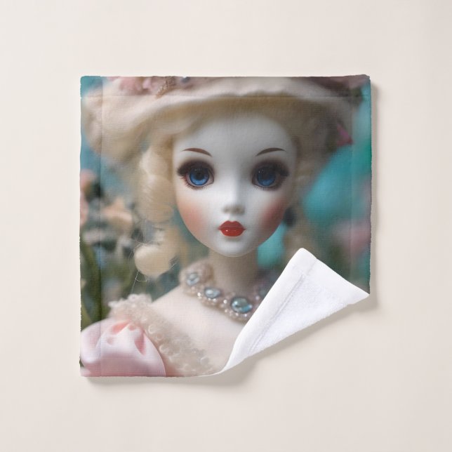 Muñeca Vintage con ojos azules, (Toallita)
