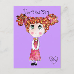 Muñecas con tarjeta postal de vestir rosa