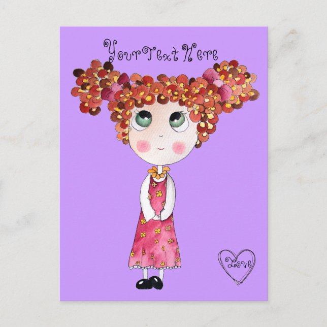 Muñecas con tarjeta postal de vestir rosa (Anverso)