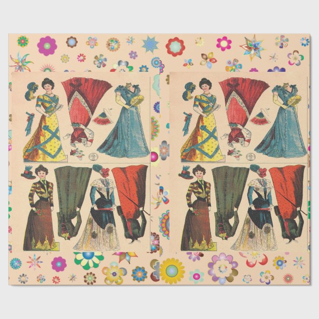 Muñecas de papel antiguas victorianas con vestidos (Costura)