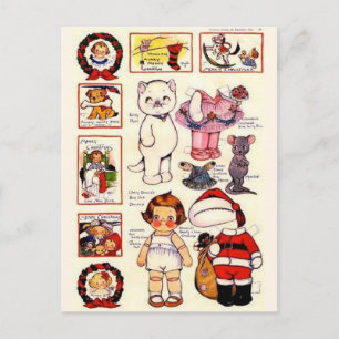 Muñecas de papel DollyDingle Kitty Navidad vintage