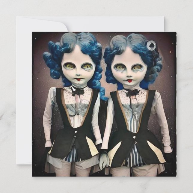 Muñecas de pelo azul gemelas (Anverso)