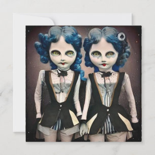 Muñecas de pelo azul gemelas