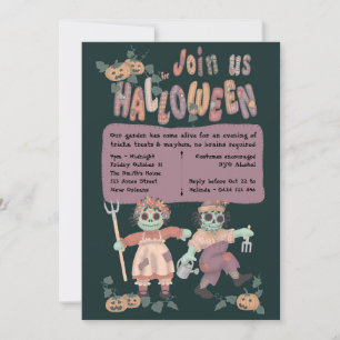 Muñecas de Trapo Zombies - Invitación de Halloween