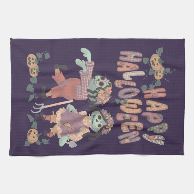 Muñecas de Trapo Zombies - Toalla de Cocina Feliz  (Horizontal)