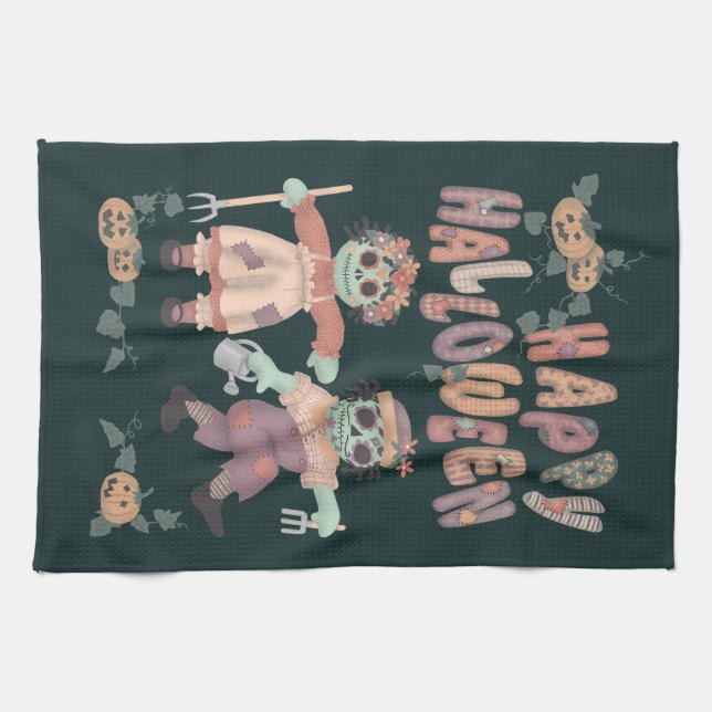 Muñecas de Trapo Zombies - Toalla de Cocina Feliz  (Horizontal)