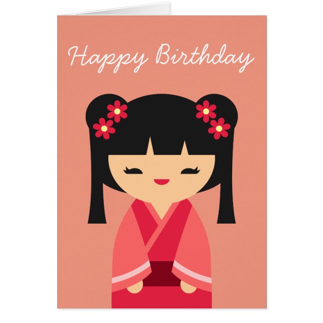 Muñecas japonesas rosadas kokeshi (Frente)