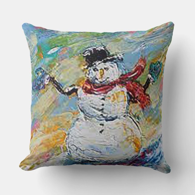 Muñeco de nieve 50 cm x 50 cm Cojín decorativo de  (Anverso)