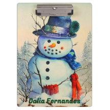 Muñeco de nieve acuarela Portapapeles personalizad