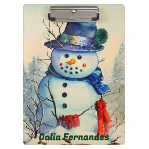 Muñeco de nieve acuarela Portapapeles personalizad