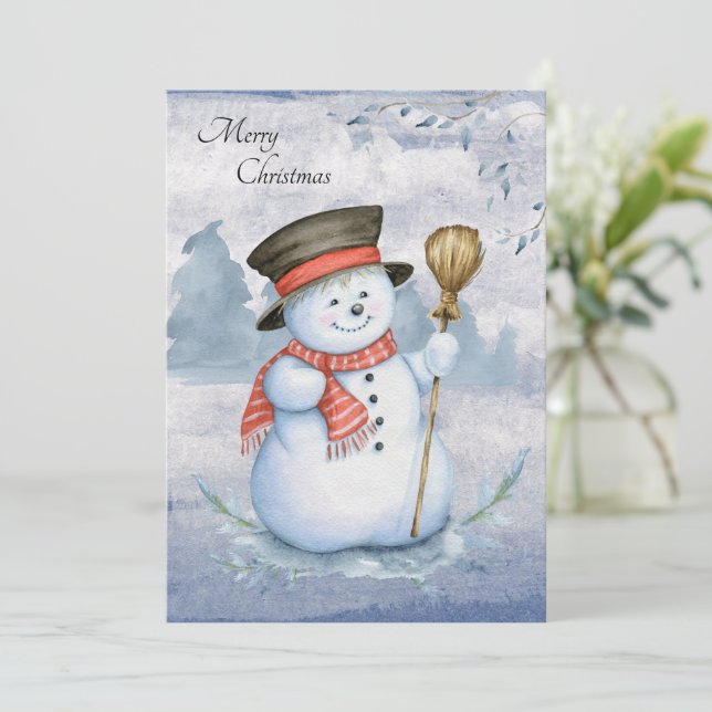 Muñeco de nieve Acuarela Script Navidad moderna fe (Anverso de pie)