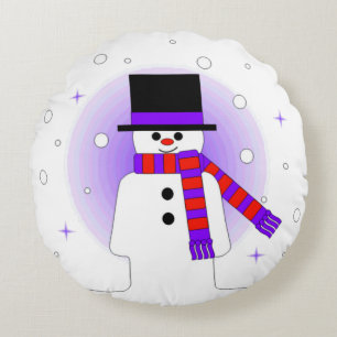 Muñeco de nieve alegre con la almohada redonda del