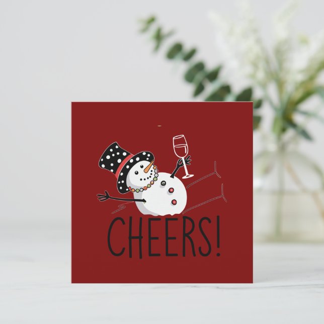 Muñeco de nieve bebe vino Navidad divertida Navida (Anverso de pie)