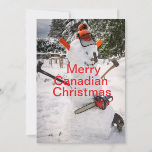 Muñeco de nieve canadiense de Navidad con motosier