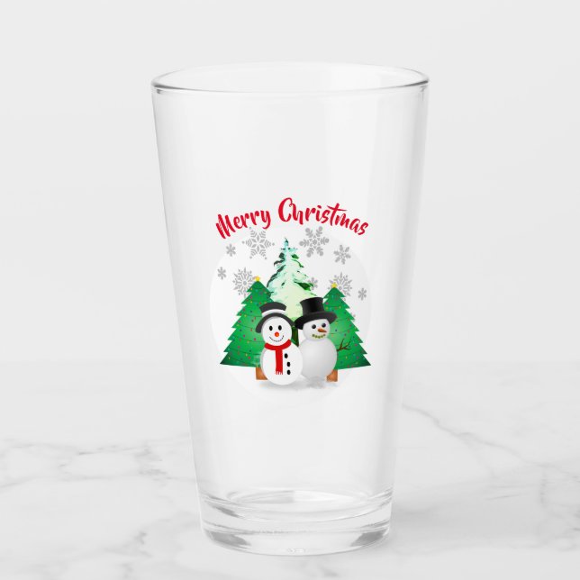 Muñeco de nieve con árboles de Navidad / Fiesta na (Anverso)