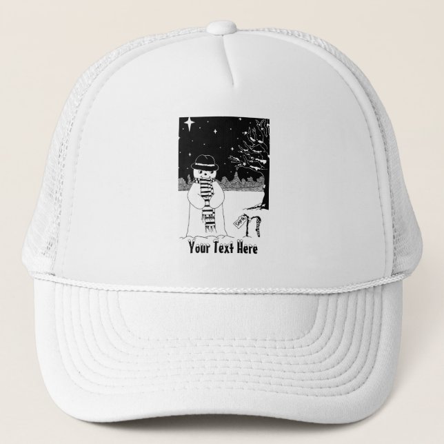 muñeco de nieve con bufanda y arte gorra blanco y  (Anverso)