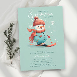 Muñeco de nieve con esquís Invitación para baby sh