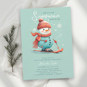 Muñeco de nieve con esquís Invitación para baby sh