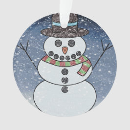 Muñeco de nieve con fondo - Adorno de acrílico