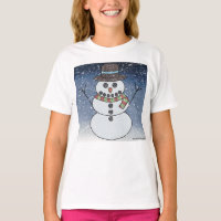 Muñeco de nieve con fondo (blanco) - camiseta bási