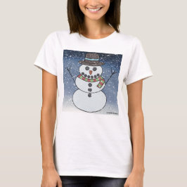 Muñeco de nieve con fondo (blanco) - camiseta bási