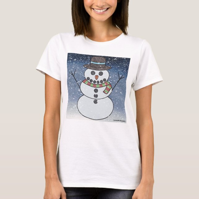 Muñeco de nieve con fondo (blanco) - camiseta bási (Anverso)