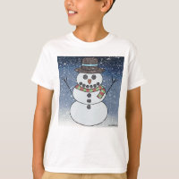 Muñeco de nieve con fondo (blanco) - Camiseta bási