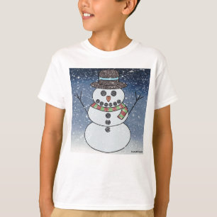 Muñeco de nieve con fondo (blanco) - Camiseta bási