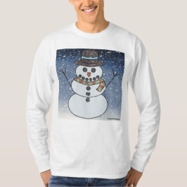 Muñeco de nieve con fondo (blanco) - Camiseta de h