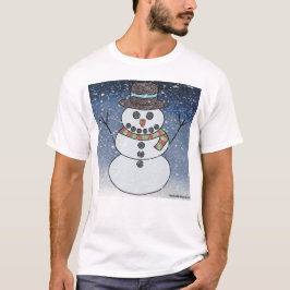 Muñeco de nieve con fondo (blanco) - Camiseta lige