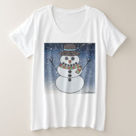 Muñeco de nieve con fondo (blanco) - camiseta para