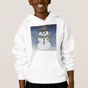 Muñeco de nieve con fondo (blanco) - Sudadera con