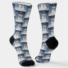 Muñeco de nieve con fondo - Calcetines Premium