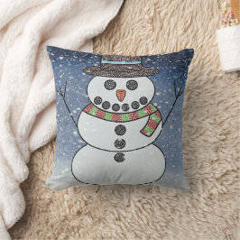 Muñeco de nieve con fondo (individual) - Almohada