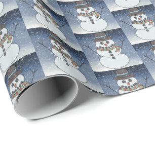 Muñeco de nieve con fondo - Papel de regalo