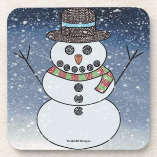 Muñeco de nieve con fondo - Posavasos de plástico