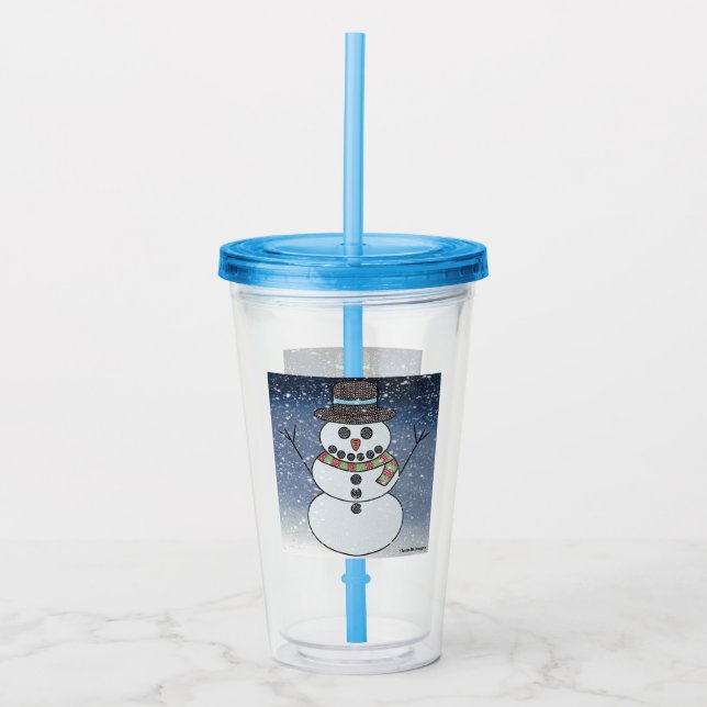 Muñeco de nieve con fondo - Taza de acrílico (Anverso)