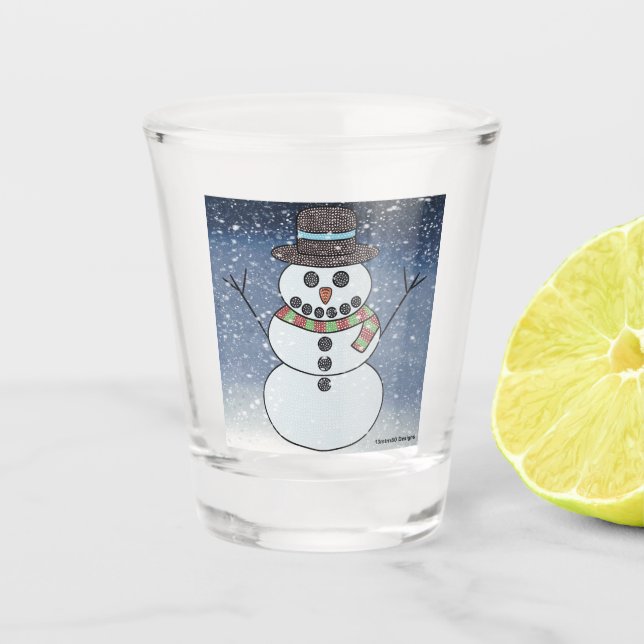 Muñeco de nieve con fondo - vaso de chupito (Anverso)