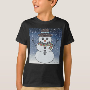Muñeco de nieve con fondo (vívido) - Camiseta bási