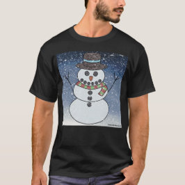 Muñeco de nieve con fondo (vívido) - Camiseta oscu