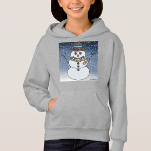 Muñeco de nieve con fondo (vívido) - Sudadera con 