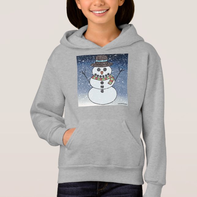 Muñeco de nieve con fondo (vívido) - Sudadera con  (Anverso)