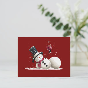 Muñeco de nieve con regalo de Navidad de vino Fies