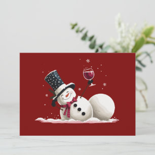 Muñeco de nieve con regalo de Navidad de vino vaca