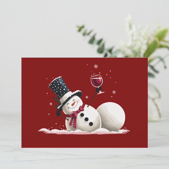 Muñeco de nieve con regalo de Navidad de vino vaca (Anverso de pie)