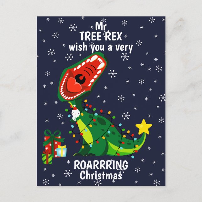 Muñeco de nieve de invierno árbol de Navidad T-Rex (Anverso)