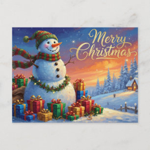 Muñeco de nieve de Navidad con regalos de Navidad